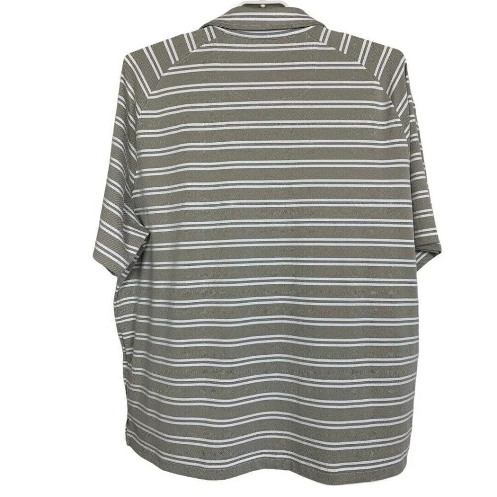 Cremieux Club 38 Polo‎ Shirt 2XB Tan White Stripe Performance Big Tall